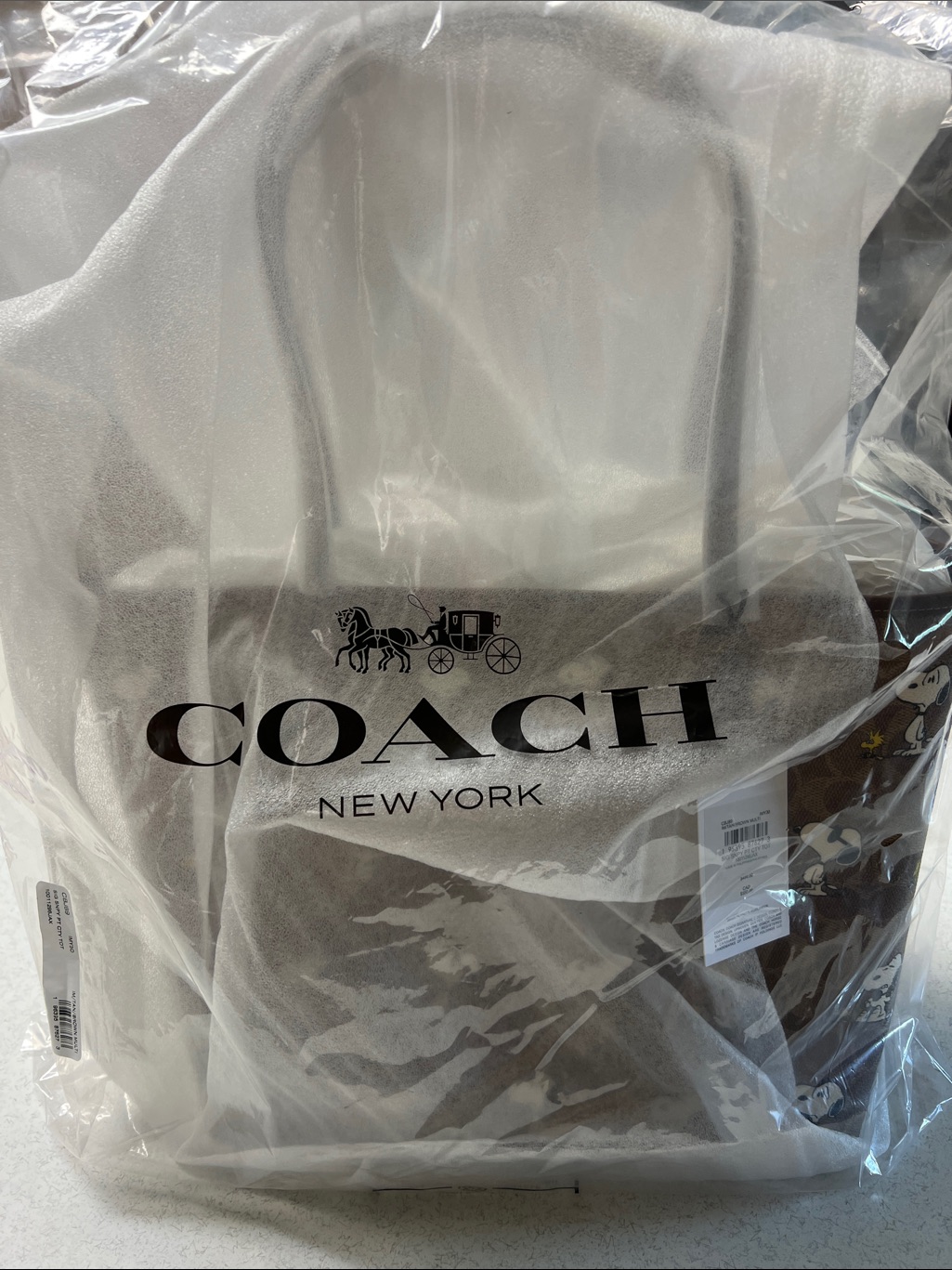 Coach Signature City Tote With Snoopy And Woodstock Graphics